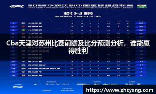 Cba天津对苏州比赛前瞻及比分预测分析，谁能赢得胜利